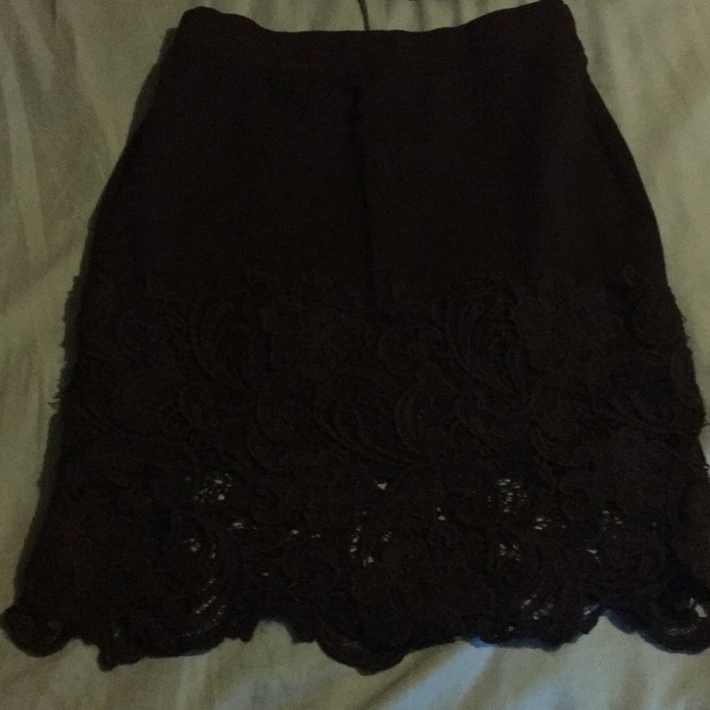 Black lace trimmed pencil skirt